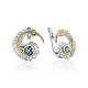 Feather Motif Silver Topaz Earrings, image 