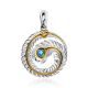 Feather Motif Silver Topaz Pendant, image 