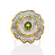 Ornate Flower Design Silver Chrysolite Ring, Ring Size: 9 / 19, image , picture 4