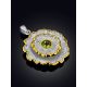 Ornate Floral Design Silver Chrysolite Pendant, image , picture 2