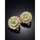 Ornate Floral Design Silver Chrysolite Earrings, image , picture 2