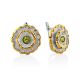 Ornate Floral Design Silver Chrysolite Earrings, image 