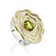 Gorgeous Silver Chrysolite Floral Ring, Ring Size: 8.5 / 18.5, image 