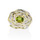 Gorgeous Silver Chrysolite Floral Ring, Ring Size: 8 / 18, image , picture 3