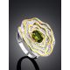 Gorgeous Silver Chrysolite Floral Ring, Ring Size: 8 / 18, image , picture 2