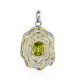 Gorgeous Floral Design Silver Chrysolite Pendant, image 