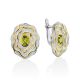 Gorgeous Silver Chrysolite Floral Earrings, image 