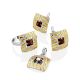 Geometric Design Silver Garnet Earrings, image , picture 3