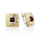 Geometric Design Silver Garnet Earrings, image 