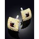 Geometric Design Silver Garnet Earrings, image , picture 2