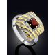 Geometric Design Silver Garnet Ring, Ring Size: 6.5 / 17, image , picture 2