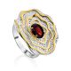 Floral Motif Silver Garnet Ring, Ring Size: 6.5 / 17, image 