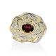 Floral Motif Silver Garnet Ring, Ring Size: 8.5 / 18.5, image , picture 3