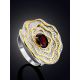Floral Motif Silver Garnet Ring, Ring Size: 6.5 / 17, image , picture 2