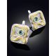 Abstract Design Silver Topaz Earrings, image , picture 2