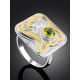Fabulous Gilded Silver Chrysolite Ring, Ring Size: 9 / 19, image , picture 2