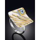 Geometric Design Silver Topaz Statement Ring, Ring Size: 6.5 / 17, image , picture 2