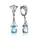 Amazing Silver Topaz Dangle Earrings With Crystals, image 