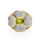 Four Petal Flower Design Silver Chrysolite Ring, Ring Size: 8 / 18, image , picture 3