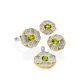 Four Petal Floral Design Silver Chrysolite Earrings, image , picture 3