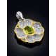 Four Petal Flower Design Silver Chrysolite Pendant, image , picture 2
