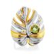 Leaf Motif Silver Chrysolite Ring, Ring Size: 9 / 19, image , picture 3