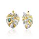 Wonderful Leaf Design Silver Topaz Earrings, image 