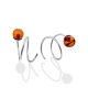 Spiral Design Silver Amber Earrings The Palazzo, image 