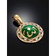 Round Gold Enamel Pendant With Crystals, image , picture 2