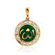 Round Gold Enamel Pendant With Crystals, image 