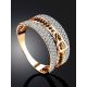Zip Motif Gold Crystal Ring, Ring Size: 9.5 / 19.5, image , picture 2