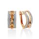 Zipper Design Gold Crystal Statement Earrings, image 