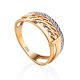 Chic and Classy Chain Motif Gold Crystal Ring, Ring Size: 6.5 / 17, image 