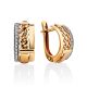 Trendy Chain Motif Gold Crystal Earrings, image 