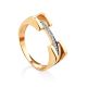 Contemporary Design Gold Crystal Ring, Ring Size: 8 / 18, image 
