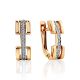 Contemporary Design Gold Crystal Earrings, image 