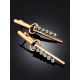 Key Motif Gold Crystal Earrings, image , picture 2