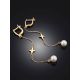 Chic And Classy Gold Pearl Chain Earrings, image , picture 2