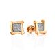 Minimalist Gold Crystal Stud Earrings, image 