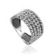 Sophisticated Design Silver Beaded Ring The Sparkling, Ring Size: 6 / 16.5, image 