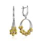 Bicolor Silver Dangle Hoop Earrings The Sparkling, image 