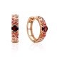 Bright Gold Garnet Hoop Earrings, image 