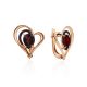 Heart Shaped Design Gold Garnet Earrings, image 