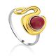 Sleek Gilded Silver Rhodonite Ring, Ring Size: 6.5 / 17, image 