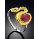 Sleek Gilded Silver Rhodonite Ring, Ring Size: 8.5 / 18.5, image , picture 2