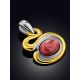 Bright Gilded Silver Rhodonite Pendant, image , picture 2