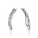Fashionable Chain Design Silver Climber Earrings, image 