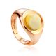 Stylish Rose Gold Plated Silver Amber Ring The Palazzo, Ring Size: Adjustable, image 