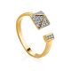 Trendy Open Band Gilded Silver Crystal Ring, Ring Size: 5.5 / 16, image 