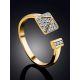 Trendy Open Band Gilded Silver Crystal Ring, Ring Size: 5.5 / 16, image , picture 2